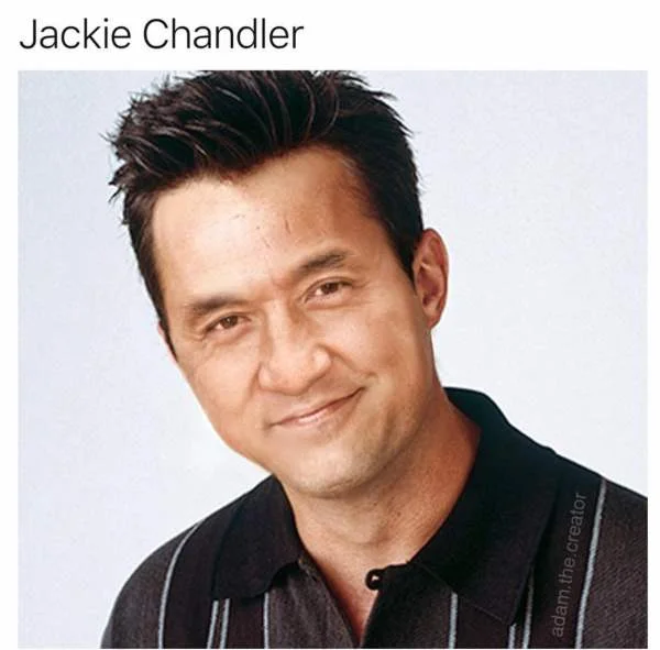 The 'Happy Jackie Chan with money and panda' photograph, a widely reshared reaction image.