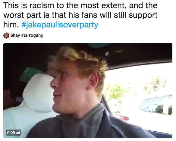 Jake Paul's tweet mocking his neighbors during the July 2017 KTLA news coverage of complaints about his West Hollywood home.
