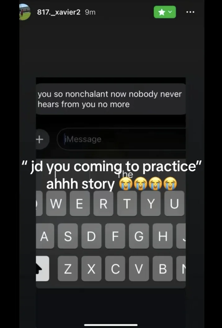 A reaction-style meme referencing the 'jd you coming to practice' format to mock nonchalant or ghosting behavior on social media.