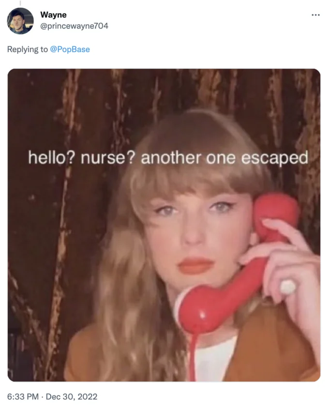 A 'hello? nurse? another one escaped' reaction using a vintage phone image to mock Jeffree Star's illuminati escape claim.