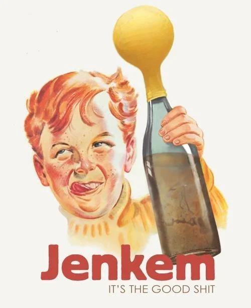 Parody ad in the style of classic consumer goods marketing.