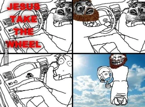 Classic rage comic format illustrating the meme's absurdist scenario.