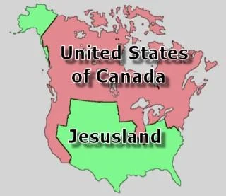 The canonical 2004 original map that launched the Jesusland meme.