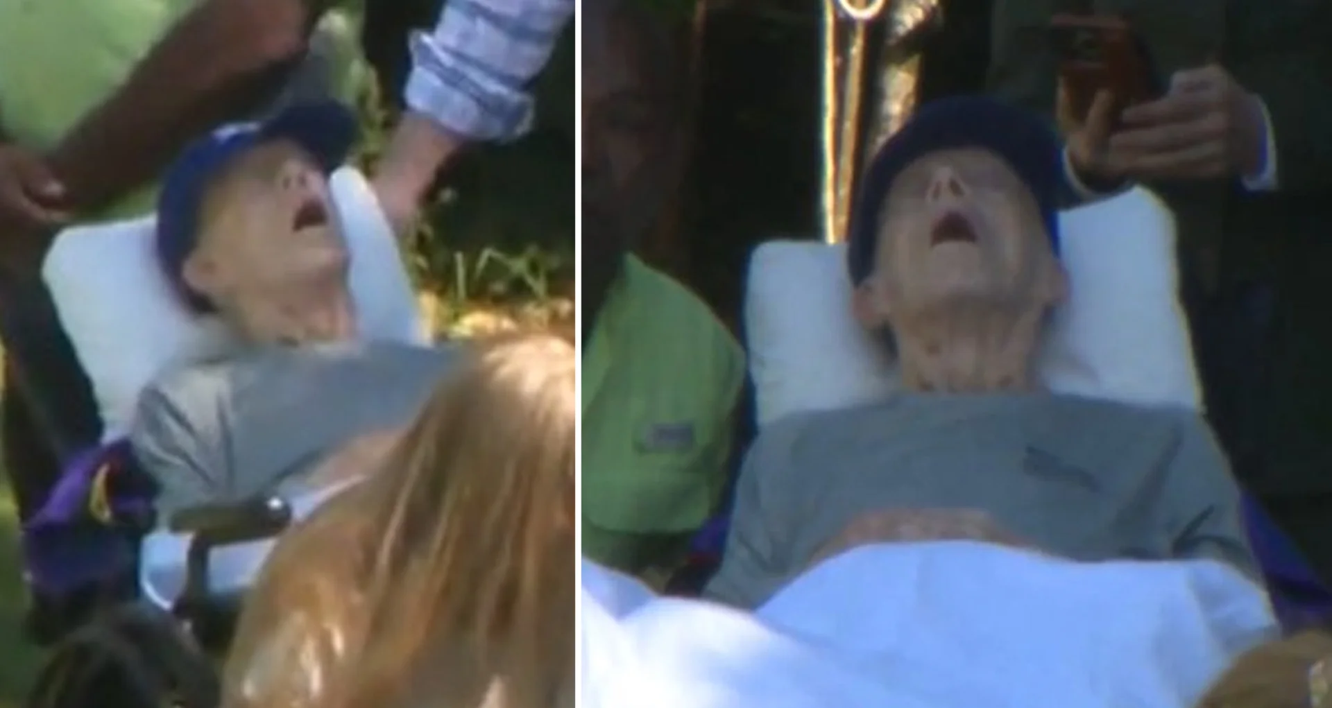 The now-iconic side-by-side stills from CBS News' coverage of Jimmy Carter's 100th birthday celebration that fueled the viral meme.