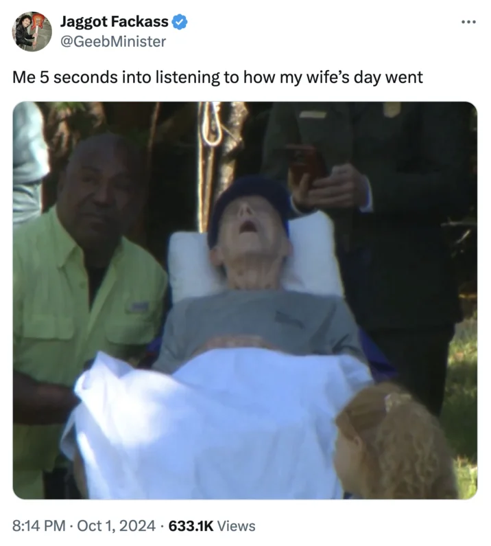 A relatable-humor reaction meme using the Carter photo to depict exaggerated boredom.