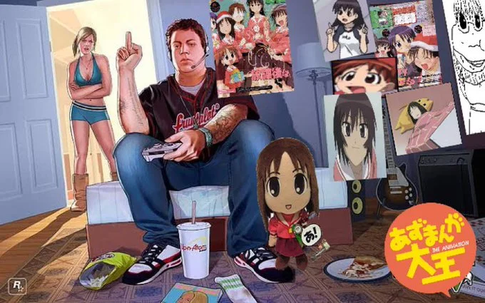 Alternative anime-themed variant with different poster selection.