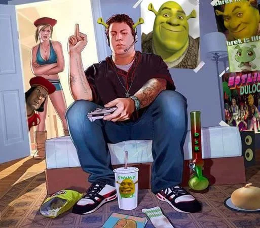 Shrek-themed edit of the original promotional artwork.