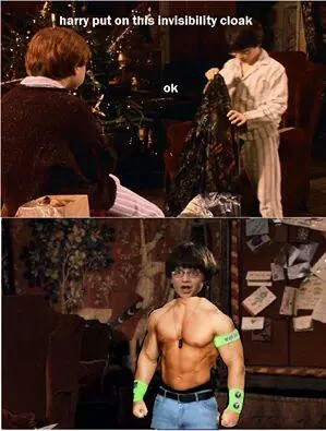 Harry Potter crossover connecting invisibility themes.