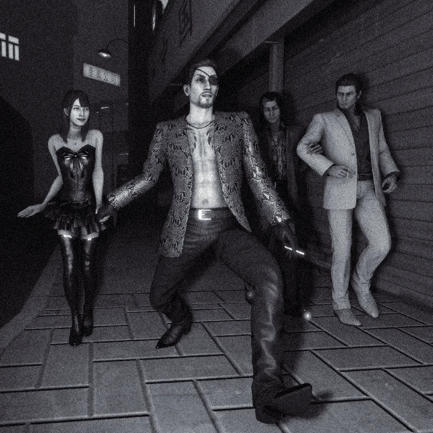 A Yakuza game screenshot recreating the absolute madman stance, a popular visual homage to the meme.