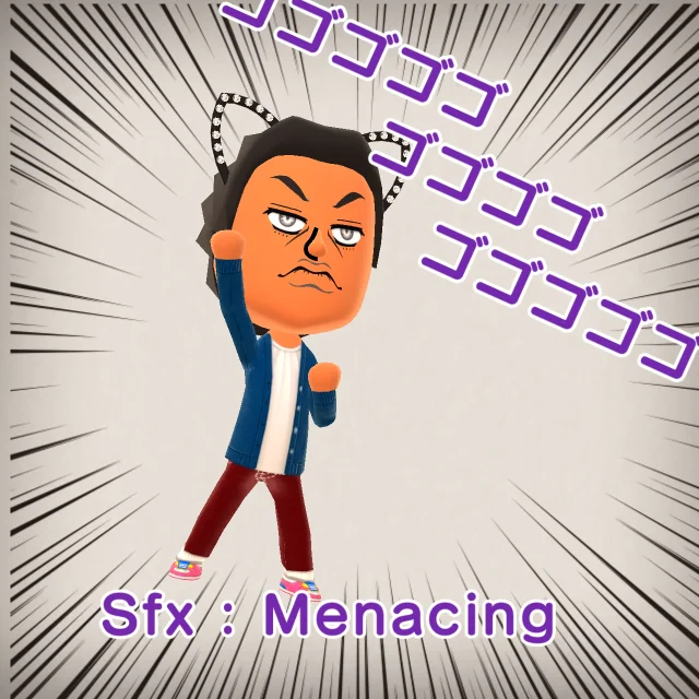 Application of menacing effect to cartoon characters.