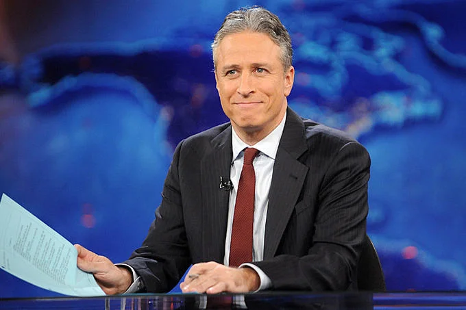 Jon Stewart hosting an episode of 'The Daily Show' on Comedy Central.