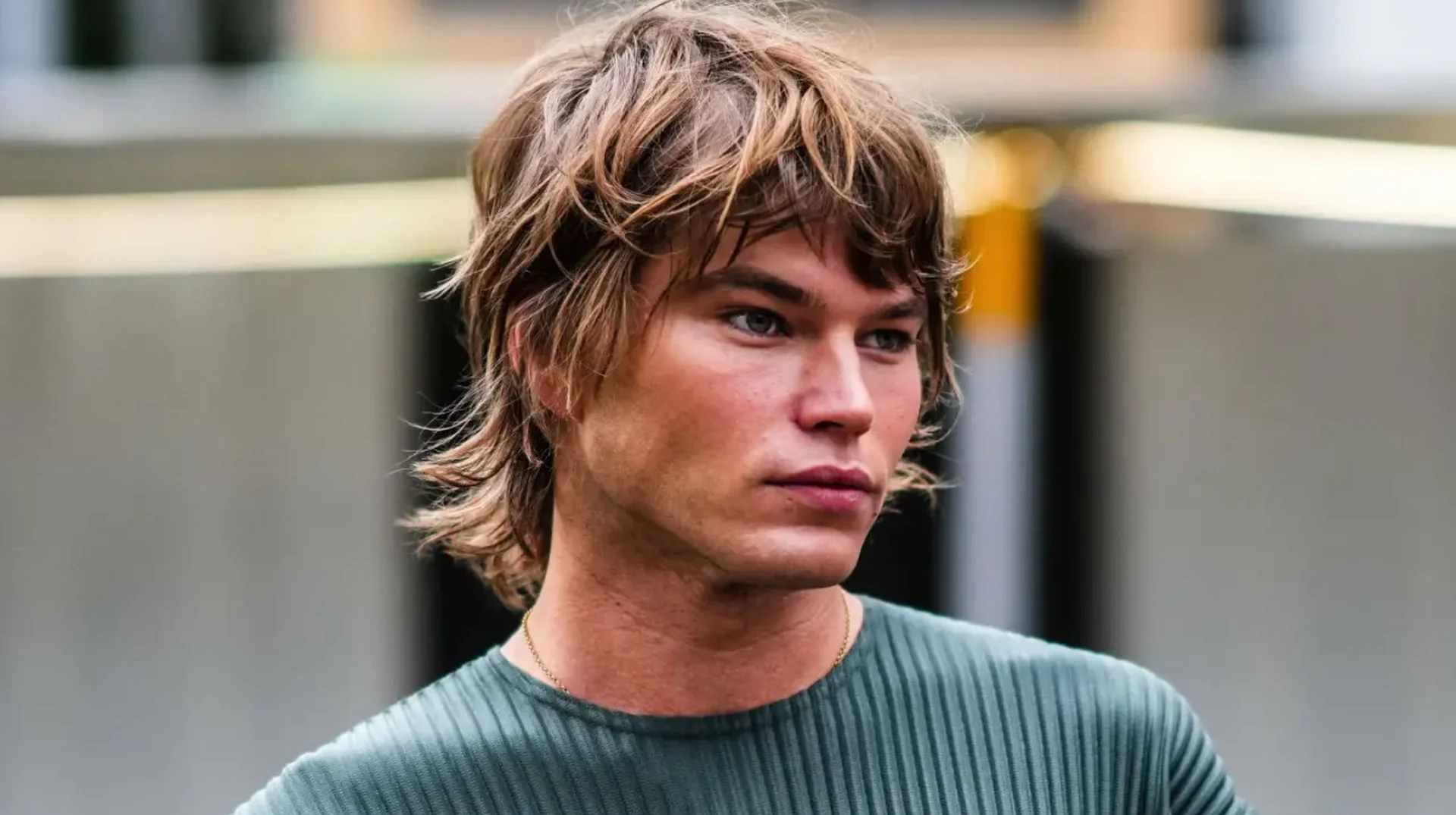 Australian model Jordan Barrett, whose sharp features and shaggy hair became a reference point in online looksmaxxing discussions.