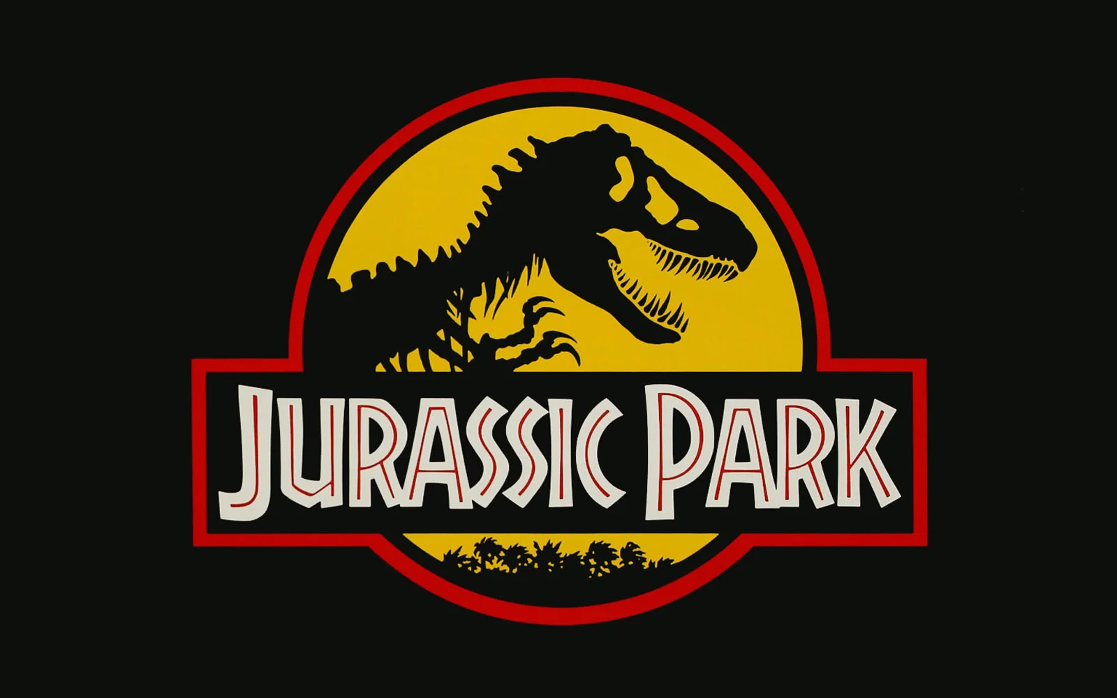 The instantly recognizable Jurassic Park logo, designed by Chip Kidd for the original 1993 Steven Spielberg film.