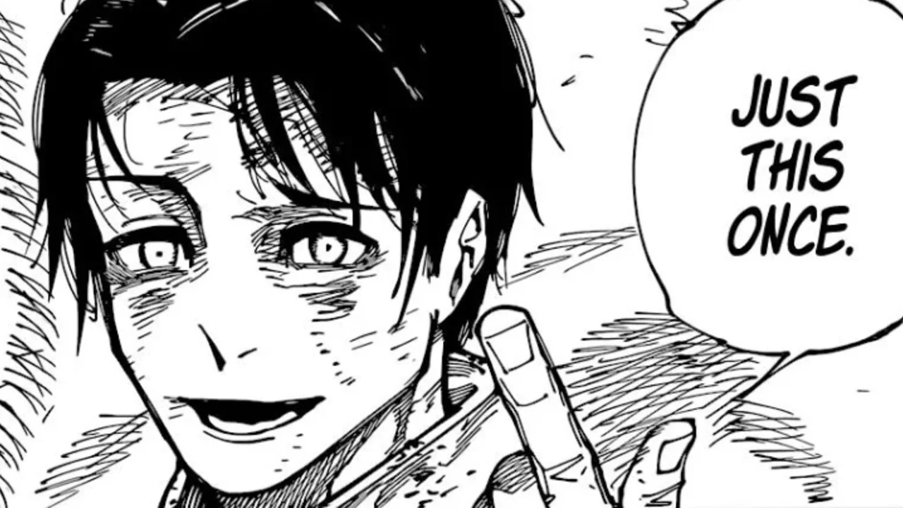 The original Jujutsu Kaisen manga panel featuring Suguru Geto's 'Just this once' line that became the meme's namesake.