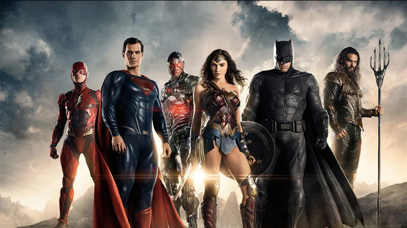 Official Justice League (2017) promotional artwork featuring the assembled team of DC superheroes.