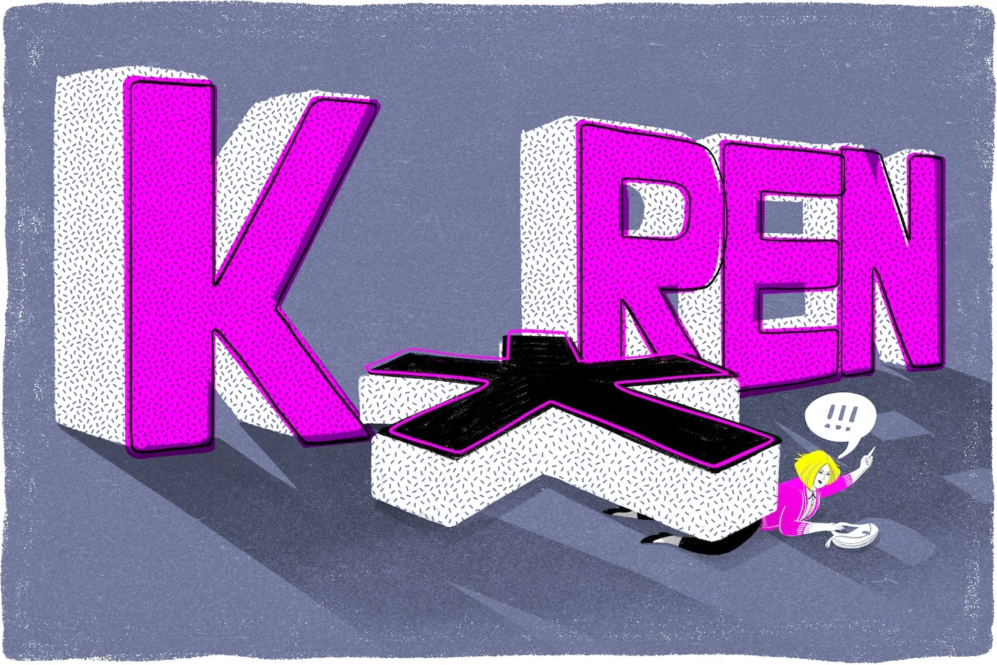 Graphic art rendering of the Karen archetype concept.