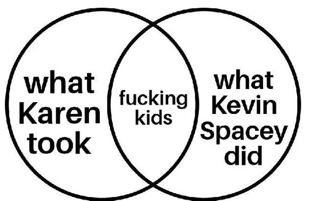 Edgy mashup combining Karen and dark celebrity reference.