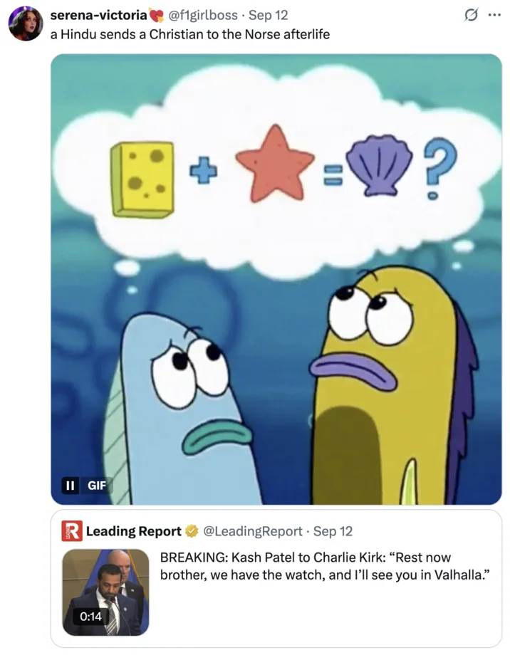 Meme mocking the religious and cultural aspects of the quote.