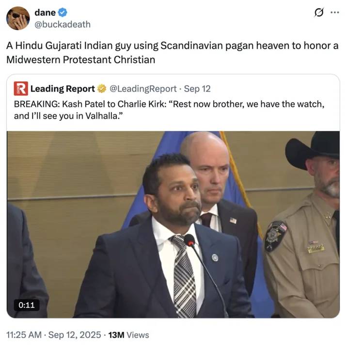 The viral news alert announcing Patel's controversial quote.