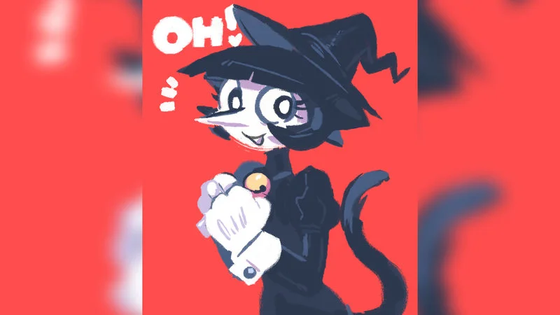 The primary character image showing cat-witch features.