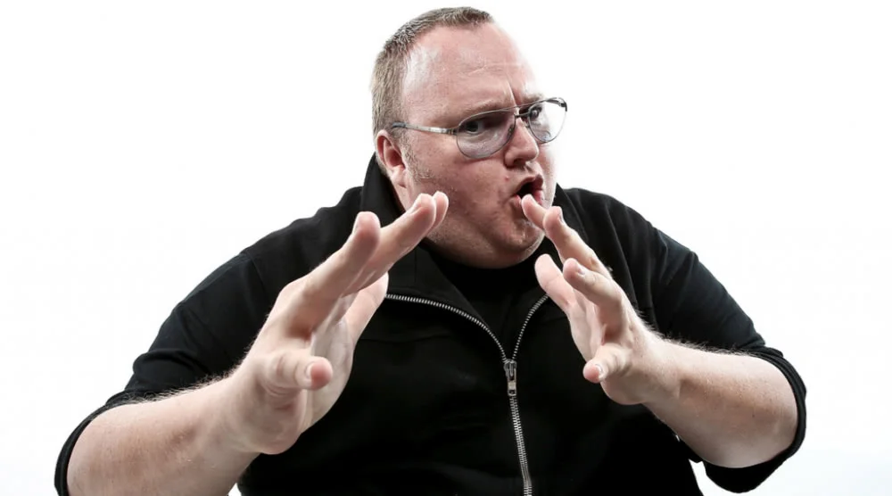 Kim Dotcom, the German-Finnish internet entrepreneur and founder of Megaupload, in a widely circulated studio portrait.