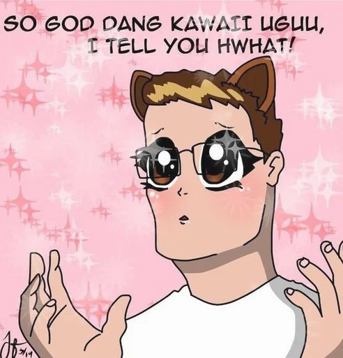 A kawaii anime-style redraw of Hank Hill, a popular fan art trend within the King of the Hill meme community.