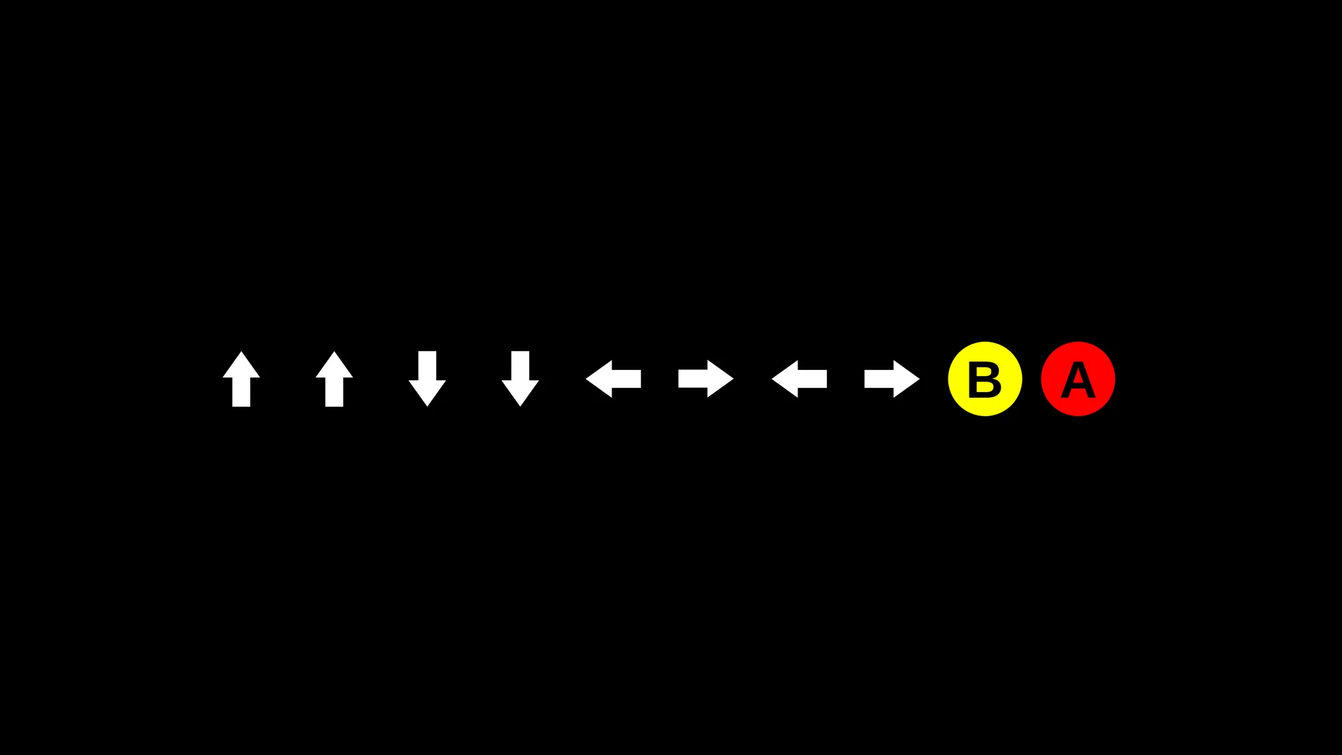 The iconic Konami Code input sequence: Up, Up, Down, Down, Left, Right, Left, Right, B, A.