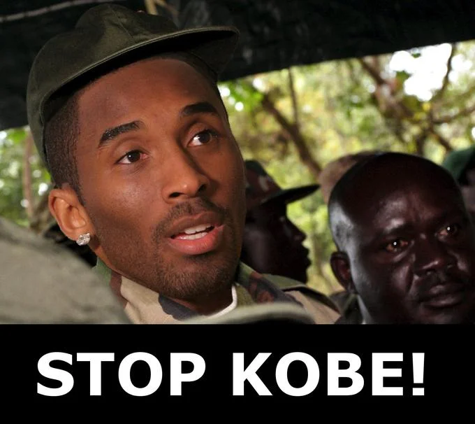 A photoshop parody swapping Joseph Kony for Kobe Bryant, one of many jokes riffing on the KONY 2012 slogan.