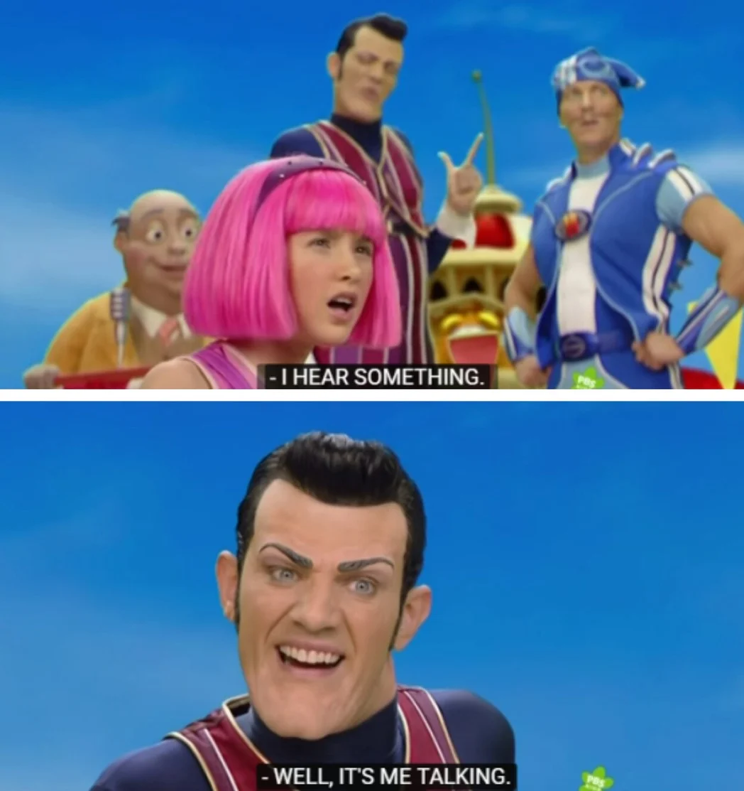 The iconic Robbie Rotten unexpected reveal moment.