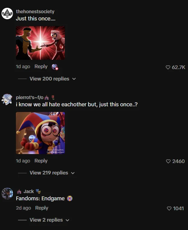 Comment section reactions using the 'just this once' fandom truce format, part of the online reaction to Lesbian Space Princess.