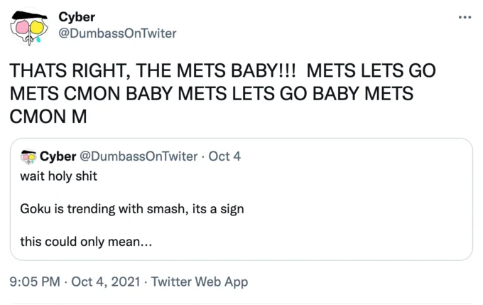 All-caps post capturing characteristic over-the-top enthusiasm.