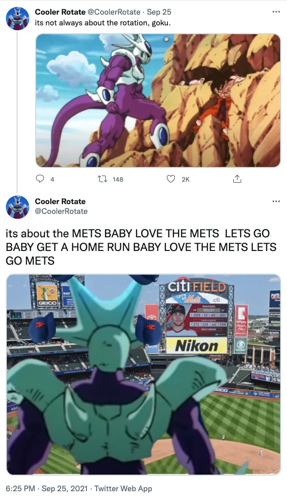 Posts combining catchphrase with Mets stadium imagery.