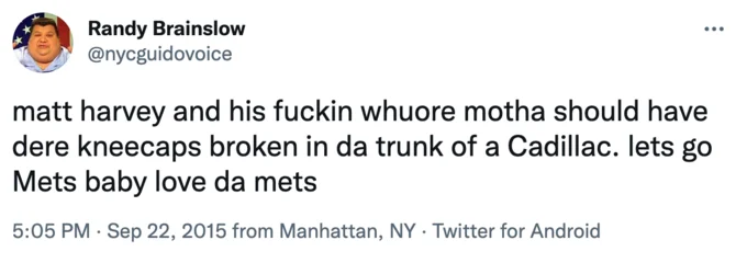 Early Twitter post enthusiastically promoting the Mets.