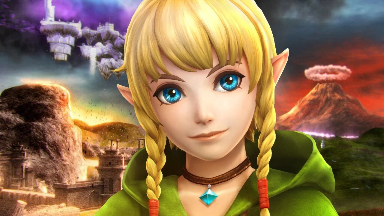 Official character render of Linkle from Hyrule Warriors Legends, the female counterpart to Link.