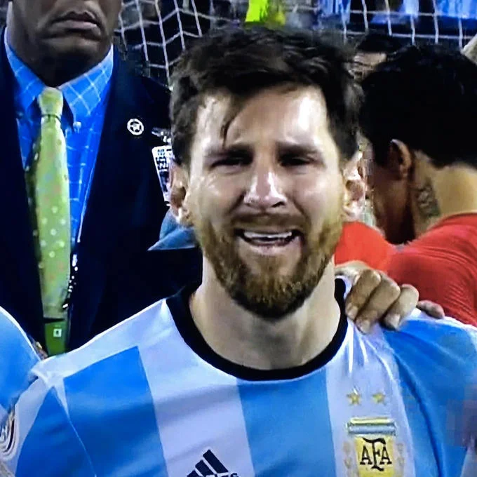 A widely shared image of Lionel Messi in tears wearing the Argentina jersey after the 2016 Copa America final.