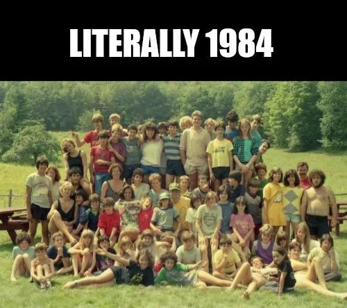 Group photo with 1984 text overlay.