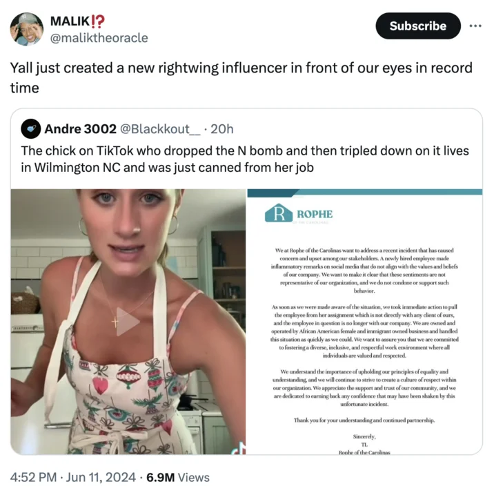 A commentator's tweet predicting that the online backlash and firing would transform Lilly into a right-wing influencer.