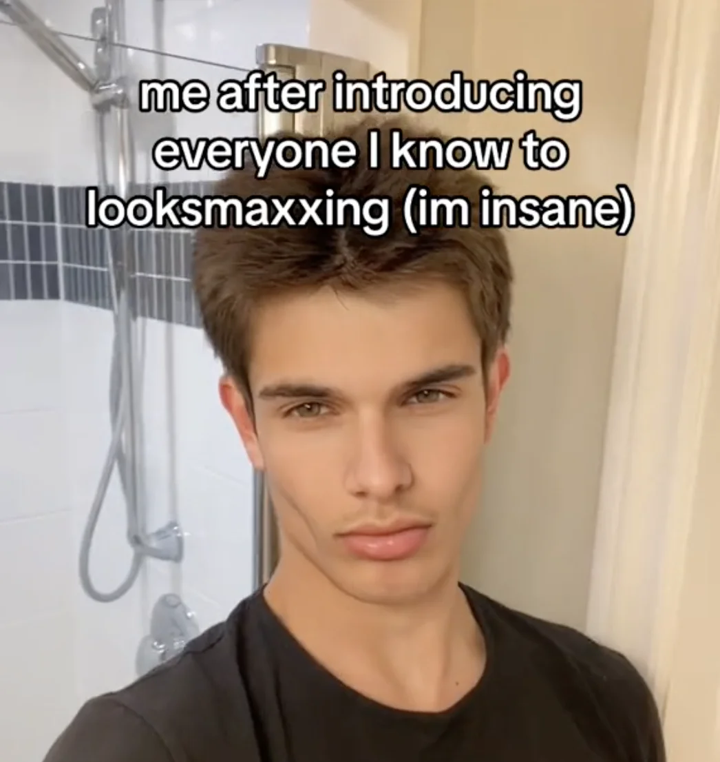 Meme about obsessively promoting looksmaxing.
