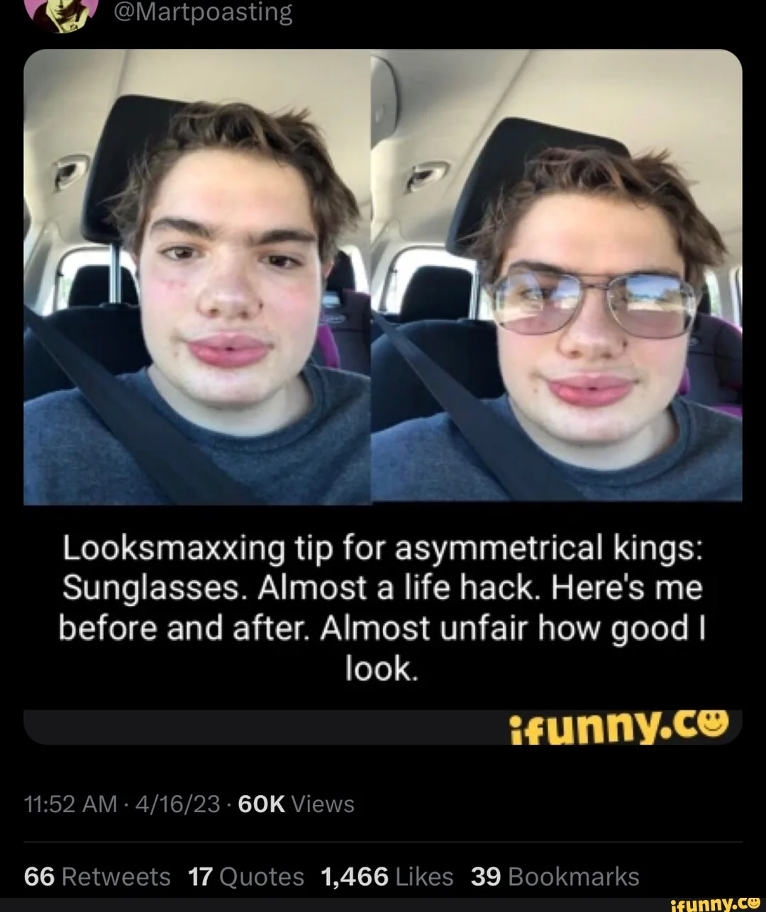 Humorous looksmaxxing tip using glasses.
