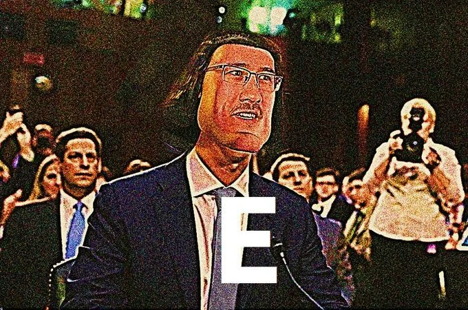 A widely circulated crop of the 'E' meme with warmer tones and heavier grain.