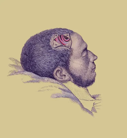 A fan illustration of a lucid-dreaming reality check, the character noticing something is off in her surroundings.