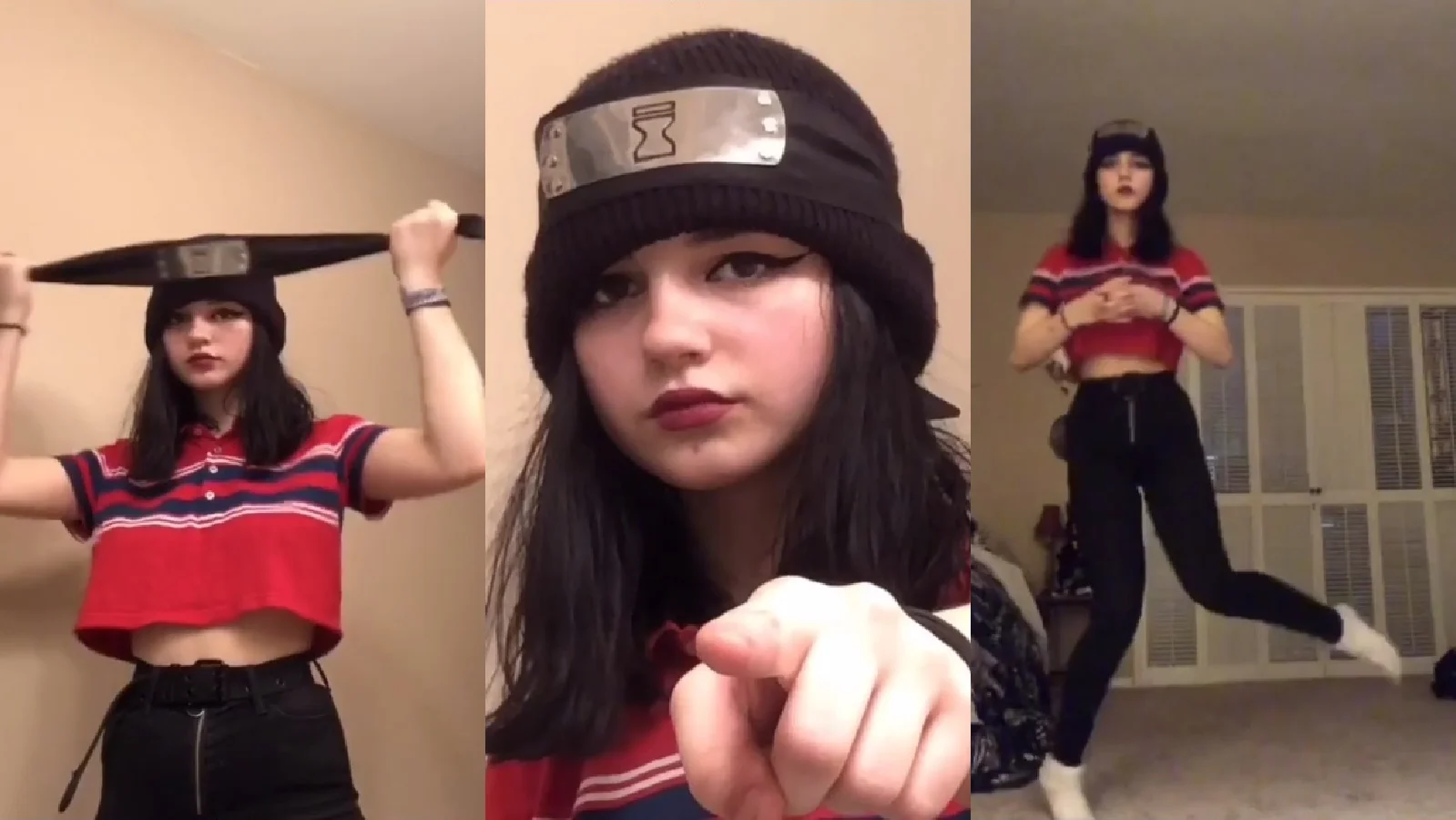 The TikTok user lusiferssexdoll in her viral 'What's New Scooby-Doo' Naruto-themed dance clip that spawned the meme.