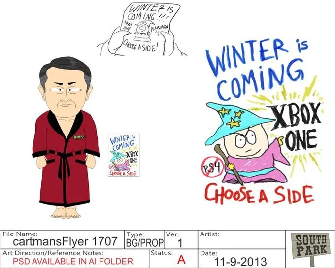 South Park's parody of the Bitcoin Wizard meme format.