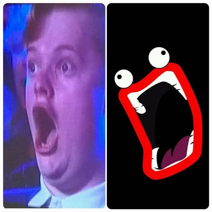 The Magikarp Guy compared to a cartoonish 'awesome face' rage-comic style illustration highlighting his over-the-top expression.