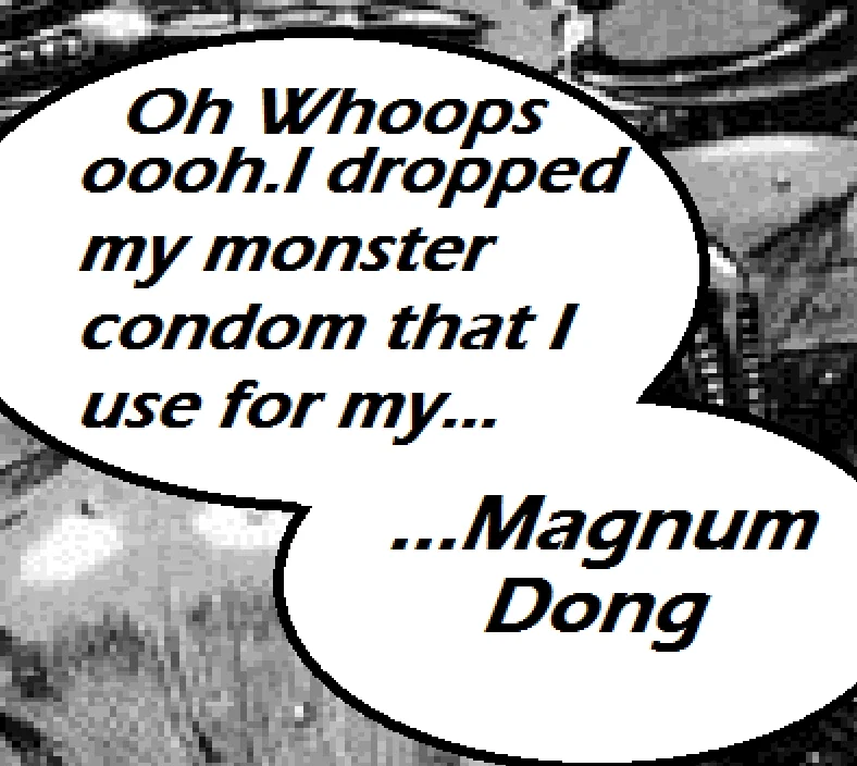 A stylized comic-panel rendering of the iconic 'magnum dong' quote from It's Always Sunny in Philadelphia.