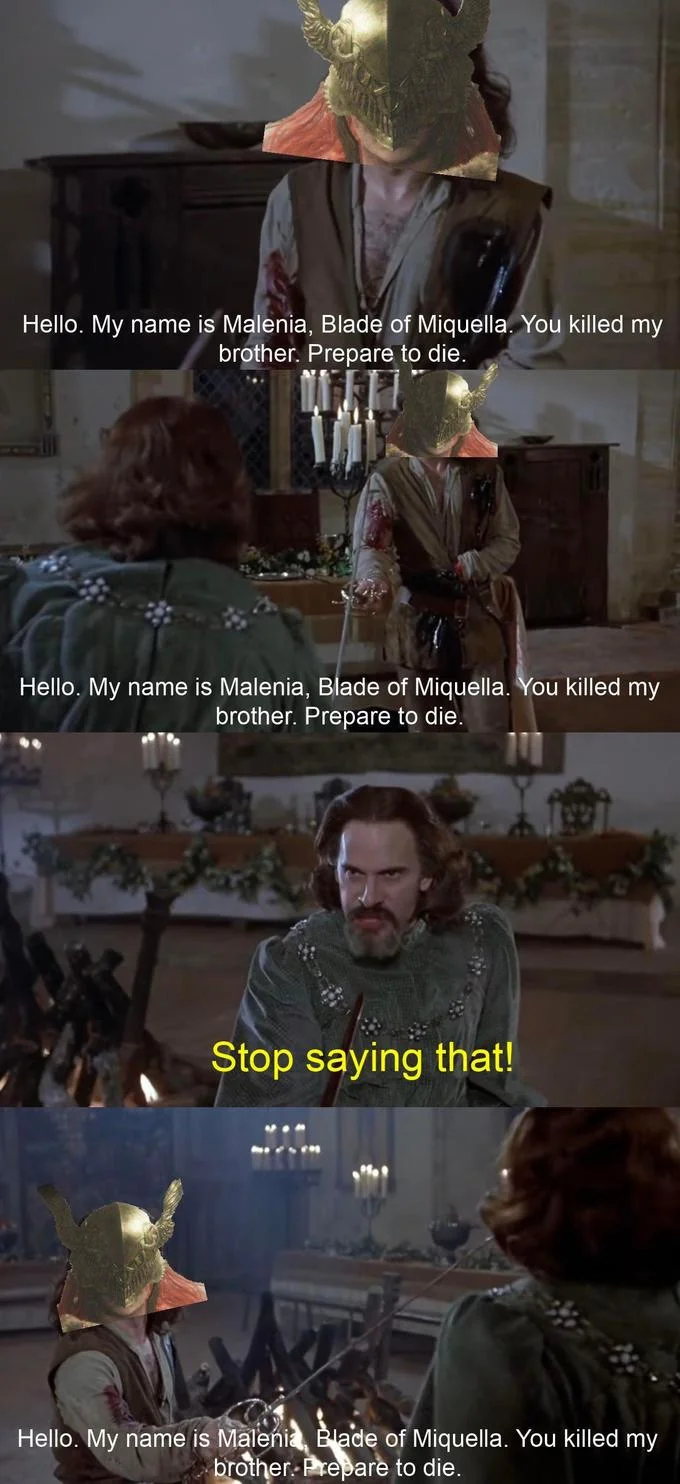 Game of Thrones style meme with Malenia.
