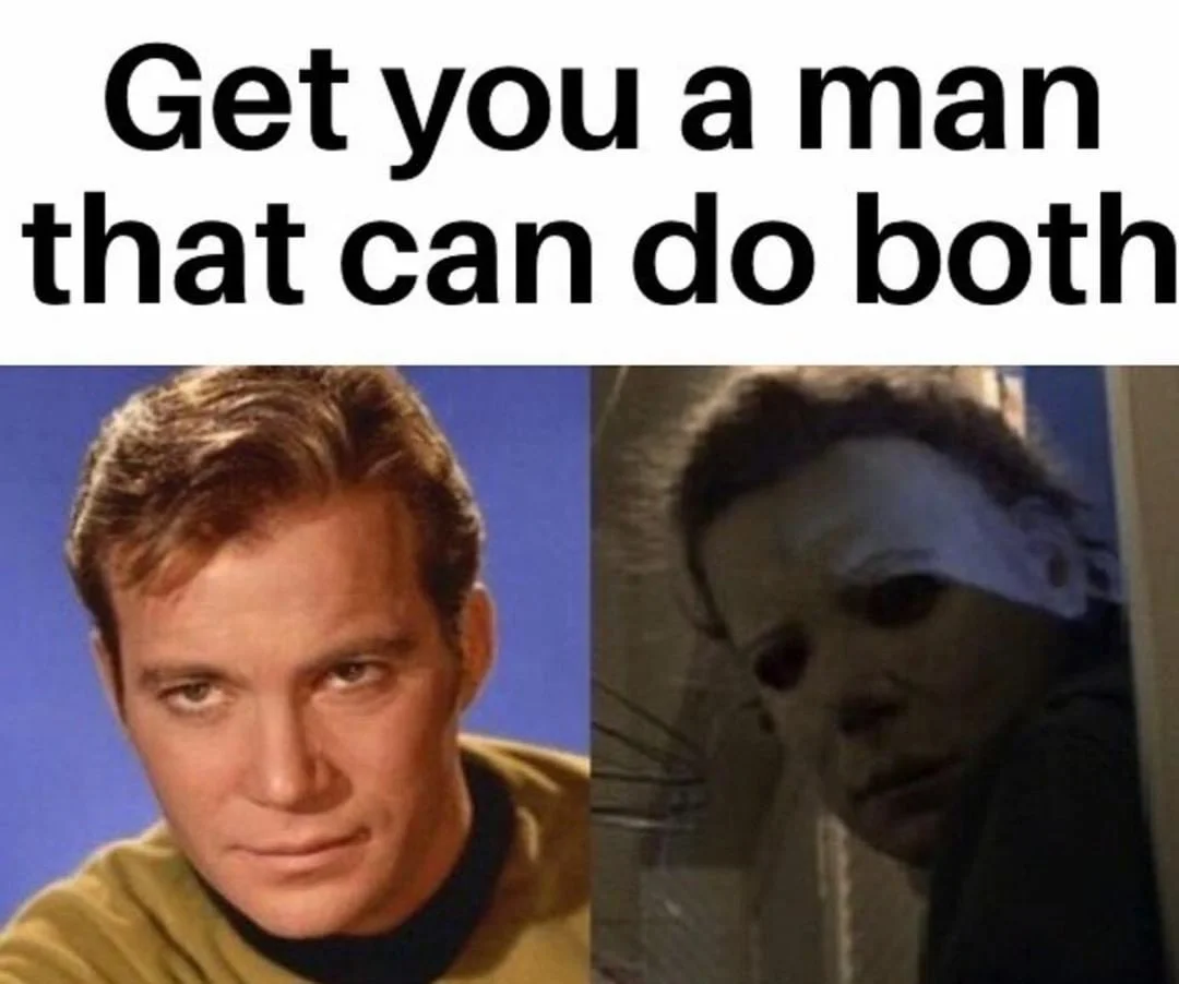 Kirk versus Myers: the sci-fi and horror contrast.