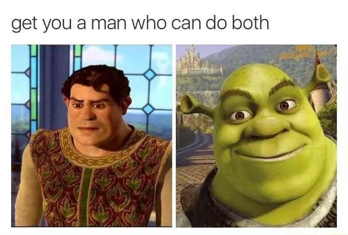 Shrek universe variation of the 'do both' meme format.
