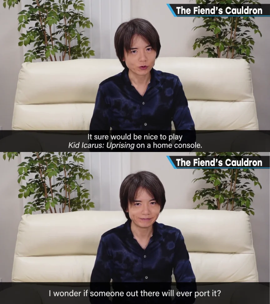 Sakurai teases a YouTube crossover related to his 'Creating Games' channel in an October 2023 tweet.