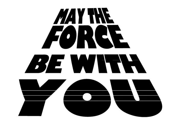 Typographic art evoking the Star Wars opening crawl with the iconic phrase.